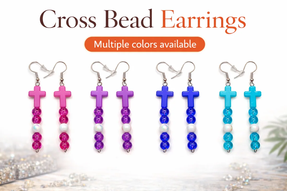 Beaded cross earrings in multiple colors