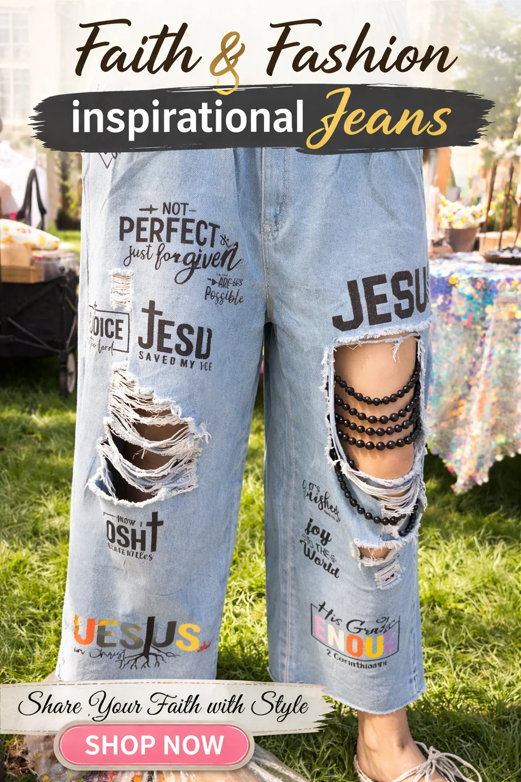 Hand-decorated JJ's Jesus Jeans